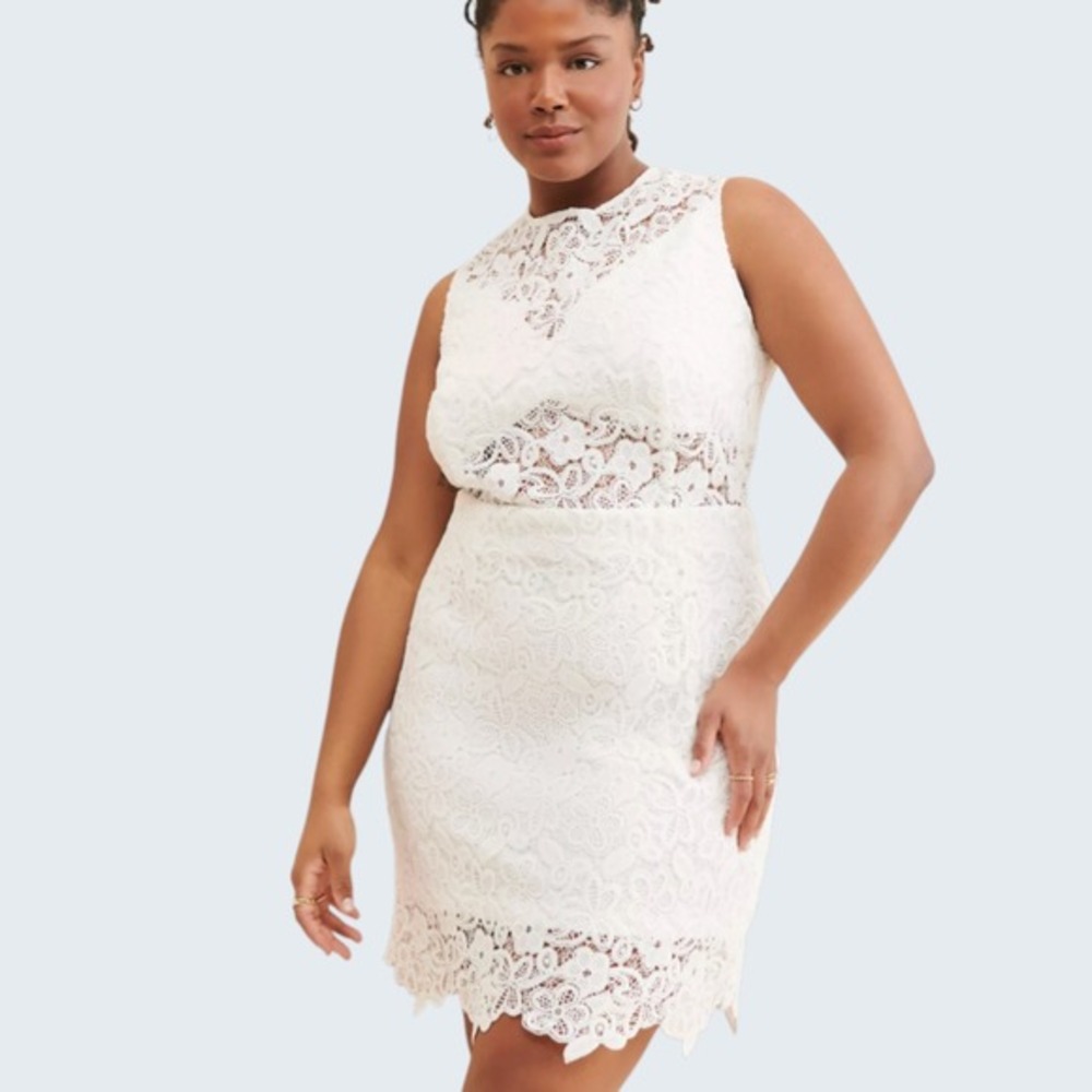 Hutch White Floral Guipure Lace Sleeveless‎ Sheath Dress Size 10 Bridal Shower